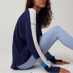 NWT OFFLINE by Aerie Wow! Waffle Notch Neck Long Sleeve T-shirt